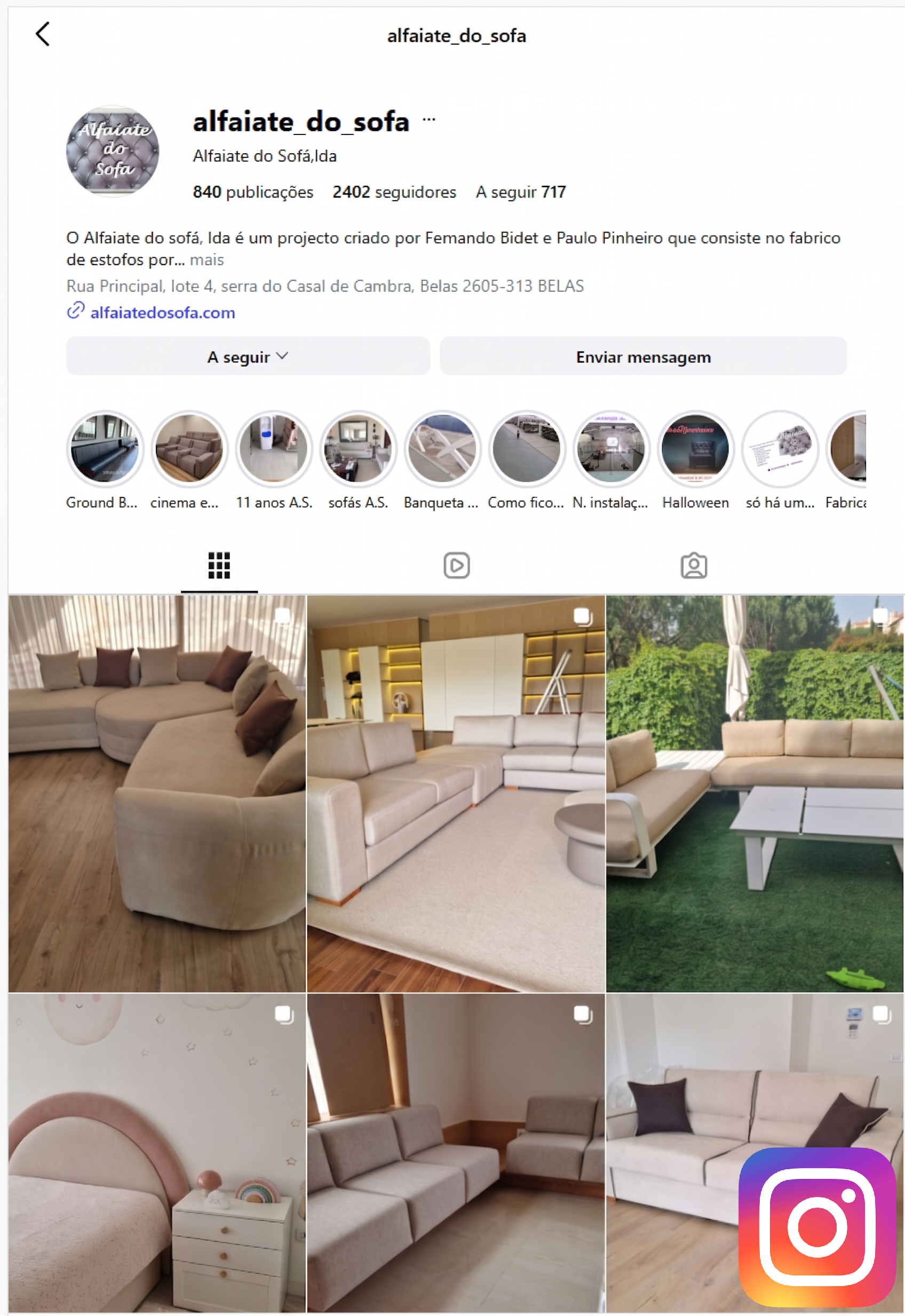 Instagram Alfaiate do Sofá